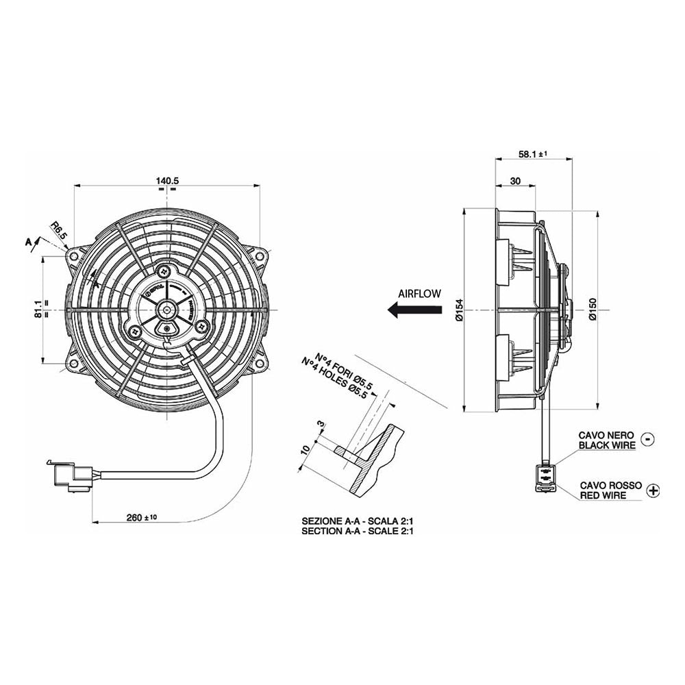 SPAL Elektronischer Lüfter blasend 490 m³ 12V 140 mm