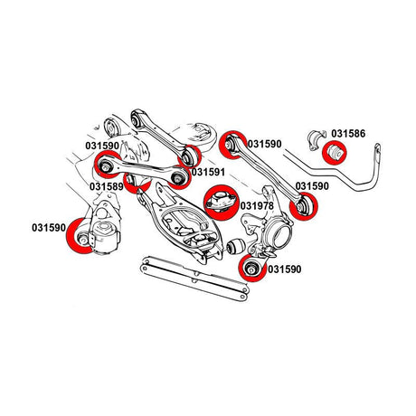 STRONGFLEX BMW E81 E82 E87 E88 Buchsen Set Vorderachse & Hinterachse (PU) - PARTS33 GmbH