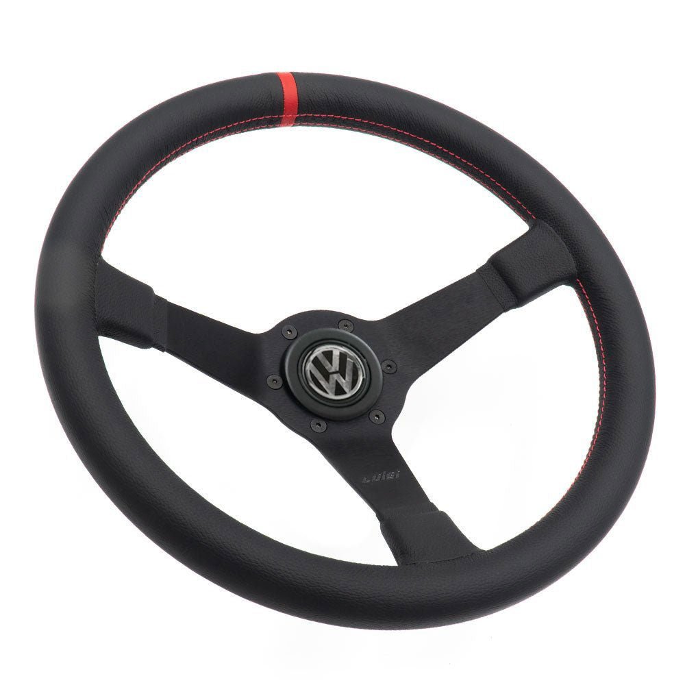 LUISI Mirage Race sports steering wheel leather complete set VW Golf 1 & Golf 2 1982-08/1988 (bowled / with TÜV) - PARTS33 GmbH