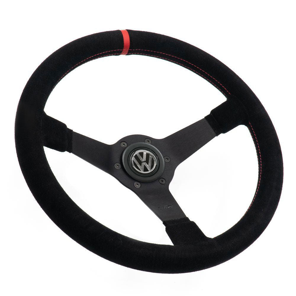 LUISI Mirage Race sports steering wheel suede complete set VW Golf 1 & Golf 2 1982-08/1988 (bowled / with TÜV)