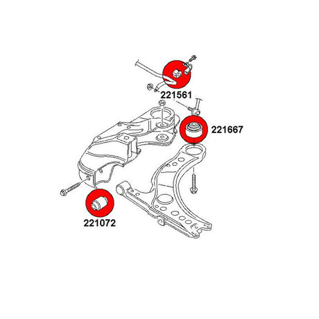 STRONGFLEX VW Polo 6R Buchsen Set Vorderachse (PU) - PARTS33 GmbH